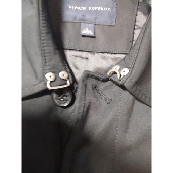 Banana Republic Womens Sz L Black Trench Coat Rain Jacket Old Money Quiet Luxury - Picture 5 of 13